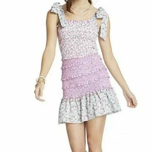 LoveShackFancy Pink Floral Mini Dress